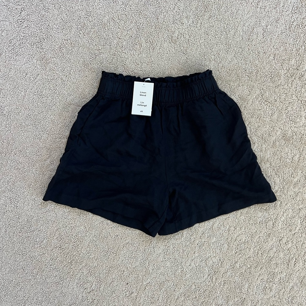 Black Women's Linen Blend Shorts
